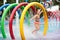 Kids at aqua park. Child in swimming pool