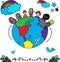 Kids around the world multi ethnic vector