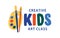 Kids art class flat vector logo. Creative educational centre, children development studio concept. Lettering isolated on