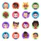 Kids avatar. Faces ethnic cute boys girls avatars head child profile portrait character web user young female cartoon