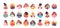 Kids Avatars Set. A Vibrant Collection Of Charming Little Characters. Diverse Cute Boys and Girls Round Icons