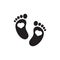 kids or baby feet and foot steps with heart. New born, pregnant or coming soon child footprints