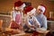 Kids baking cookies with father on Christmas