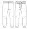 Kids Basic Fleece Sweat Pant fashion flat sketch template. Technical Fashion Illustration. Jogger CAD. Side Pockets