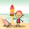 Kids on beach with icecream