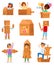 Kids in box vector creative children character playing in boxed house and boy or girl in carton plane or paper ship