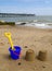 Kids bucket, spade and sandcastles, Felixstowe.