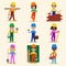 Kids builders characters profession vector illustration