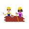 Kids builders characters vector illustration