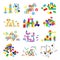 Kids building blocks vector baby toy colorful bricks to build or construct cute color construction in childroom