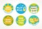 Kids buttons and labels design. Round cute pins templates set.