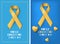 Kids cancer month. Yellow ribbon. Illness awareness posters. Children health treatment. Life hope and charity symbols