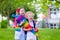 Kids with candy cone on first school day in Germany