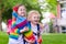 Kids with candy cone on first school day in Germany