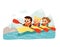 Kids in canoe. Summer activity