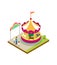 Kids carousel isometric 3D element