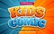 kids cartoon 3d editable text style effect template. halftone comic cartoon zoom background
