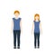 Kids character boy and girl light skin color and red hair