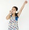 Kids Cheerful Listening Music Portrait Concept