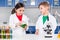 Kids in chemical laboratory