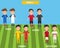 Kids children in home and away jersey uniform in France EURO 2016 championship infographic soccer GROUP A. Illustration. EPS 10.