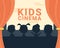 Kids cinema black and white silhouette and text