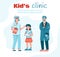 Kids clinic for patient with injuries, trauma and accident a vector illustration