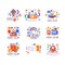 Kids club logo original set, colorful creative labels templates, playground or entertainment club badges vector