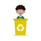 Kids collect rubbish for recycling, Child Segregating Trash, recycling trash, Save the World, recycling isolated on white