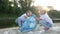 kids collecting trash volunteer a teamwork. child group ecology happy family on collects garbage plastic trash waste