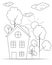 kids coloring page. Modern House Coloring Book Page Design,Easy House Coloring Book, kids coloring page.