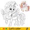 Kids coloring with pretty winged unicorn vector