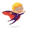 Kids Costume Party. Dracula Vampire Boy in Halloween devil costume laughing and flying. Cartoon vector Character for