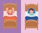 kids couple sleeping in beds