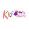 Kids Creative Class Template Promotional Logo With Child Hand Print, Symbols Of Art and Creativity