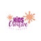 Kids Creative Class Template Promotional Logo With Paint Blobs, Symbols Of Art and Creativity