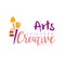 Kids Creative Class Template Promotional Logo With Paintbrushes And Paint Bottle, Symbols Of Art and Creativity