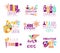 Kids Creative Class Template Promotional Logo Set With Symbols Of Art and Creativity, Painting And Origami