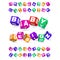 Kids cubes with ABC font. Creative children logo. Playground for childhood. Colorful style toy blocks. Alphabet studying