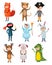 Kids different costumes vector
