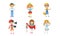 Kids of Different Professions Set, Sailor, Clown, Plumber, Tailor, Hairdresser, Director Vector Illustration