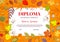 Kids diploma with autumn leaves vector template