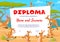 Kids diploma with cartoon kangaroo characters