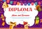 Kids diploma cartoon mexican snacks sing or dance