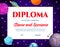 Kids diploma with cartoon space planets and ufo