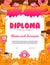 Kids diploma cartoon sweets, bakery and desserts