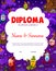 Kids diploma with cartoon vitamin wizard character