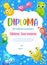 Kids diploma certificate with cartoon viruses