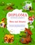 Kids diploma certificate with fantasy houses