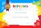 Kids Diploma or certificate template with colorful background